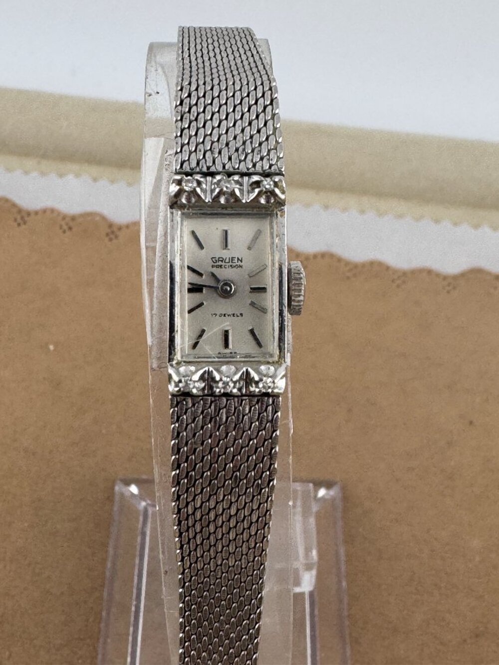 Vintage Gruen 17 Jewel 1950's Mid Century Ladies Diamond Watch 10K Gold Filled - Picture 3 of 10